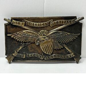 Vintage Second Amendment Belt Buckle Our American‎ Heritage Eagle Shield Guns